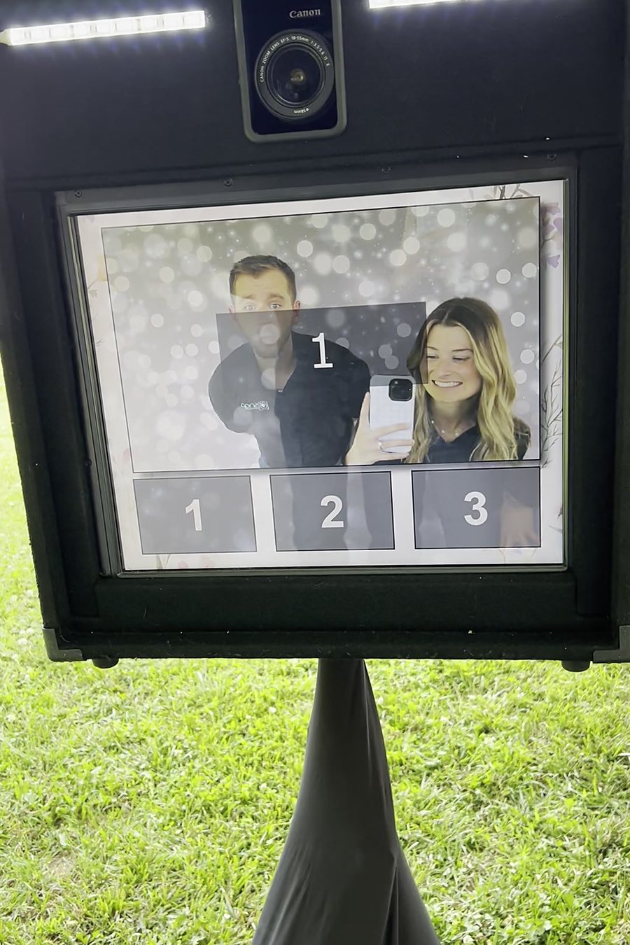 Charity event photo booth guests