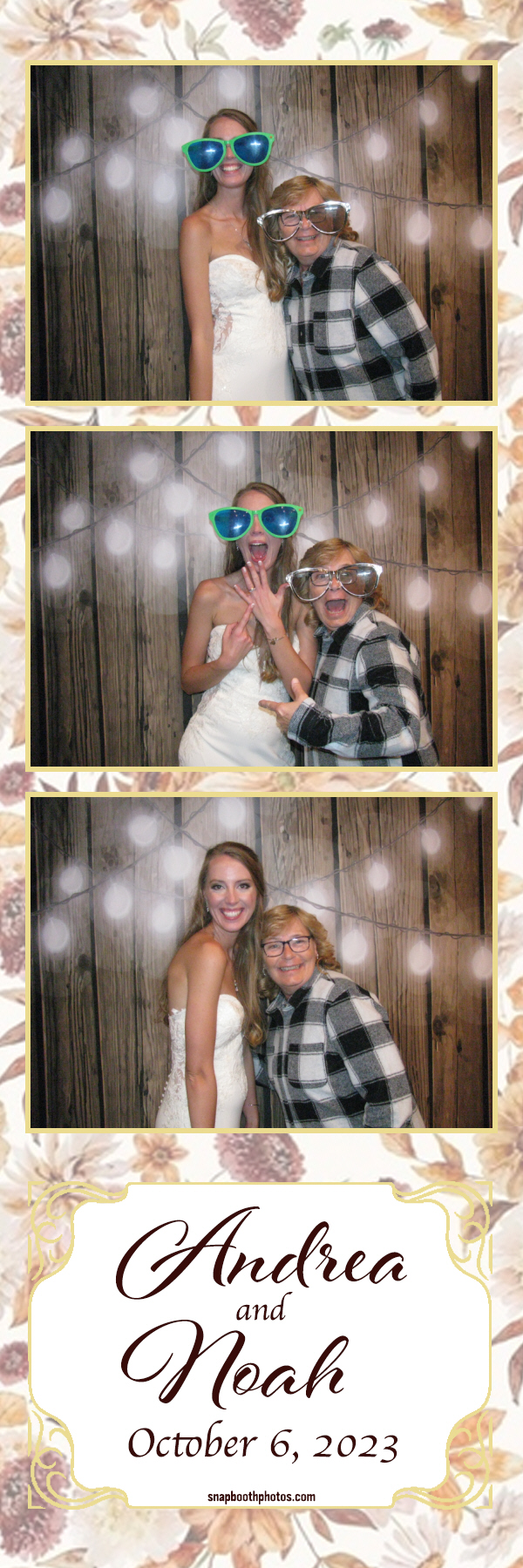 Bride sharing a playful moment with her mother at a different wedding photo booth